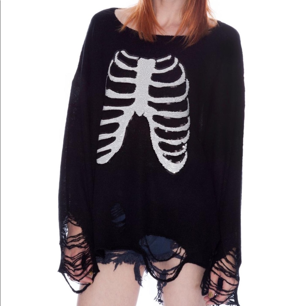 RARE Wildfox Skull Sequin Sweater